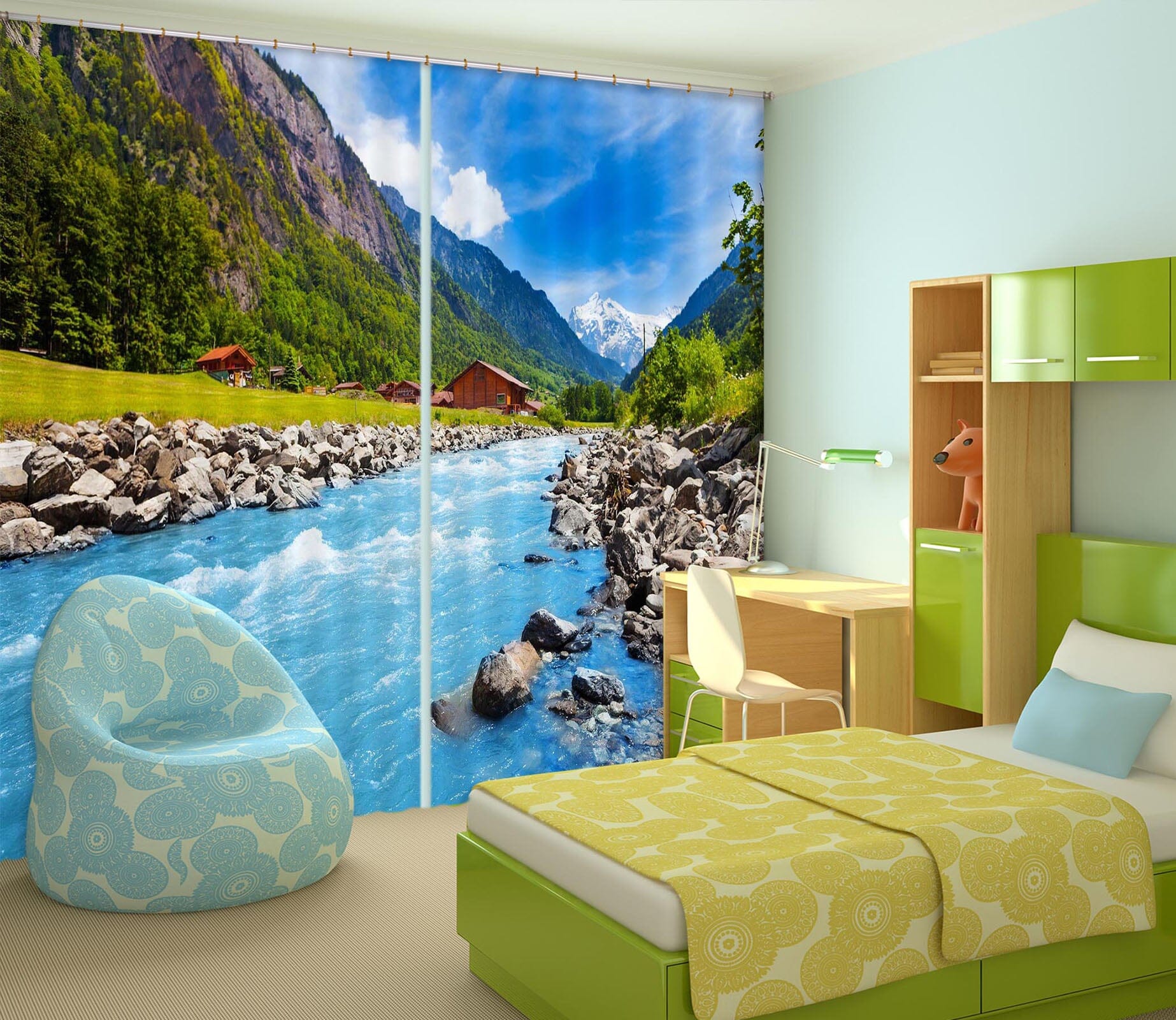 3D Valley River 807 Curtains Drapes Wallpaper AJ Wallpaper 