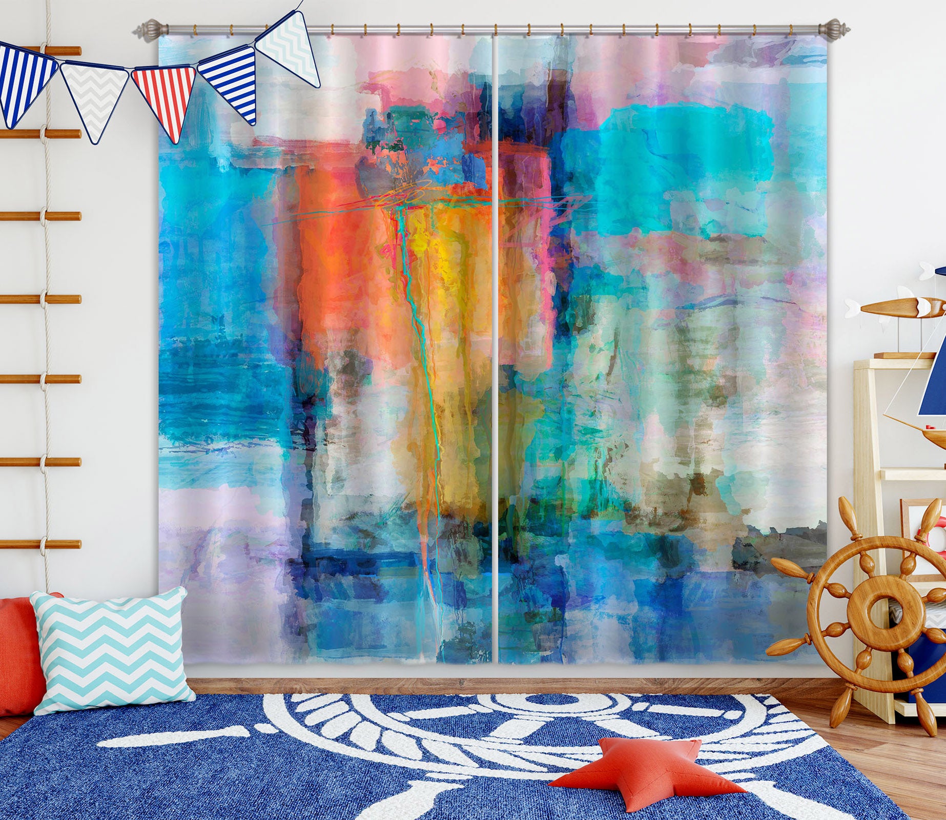 3D Sunset Sea 207 Michael Tienhaara Curtain Curtains Drapes