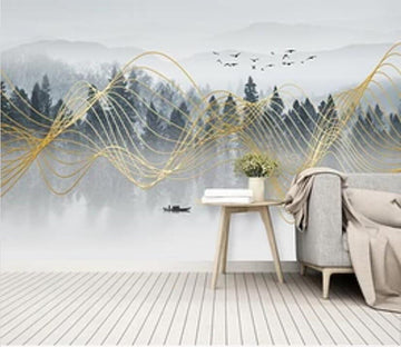 3D Golden Wave 1054 Wall Murals Wallpaper AJ Wallpaper 2 