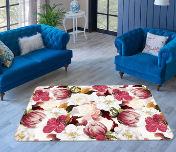 3D Flowers With Buds 161 Uta Naumann Rug Non Slip Rug Mat