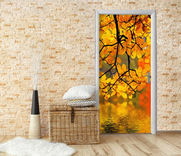 3D Yellow Leaves 23125 Door Mural