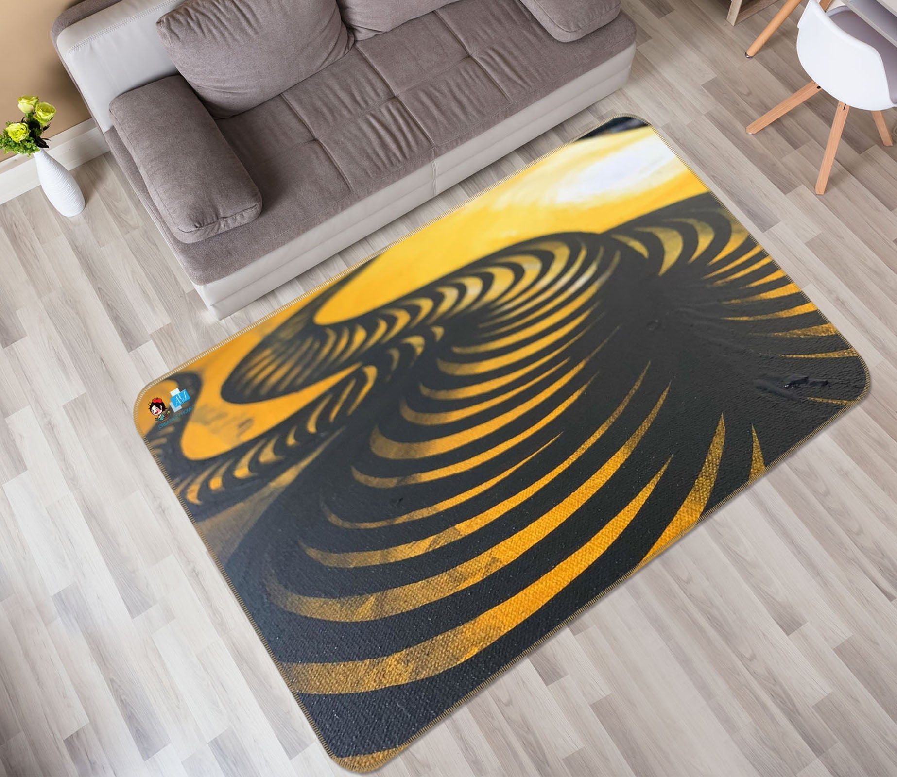 3D Sunset Tornado 8201 Jacqueline Reynoso Rug Non Slip Rug Mat