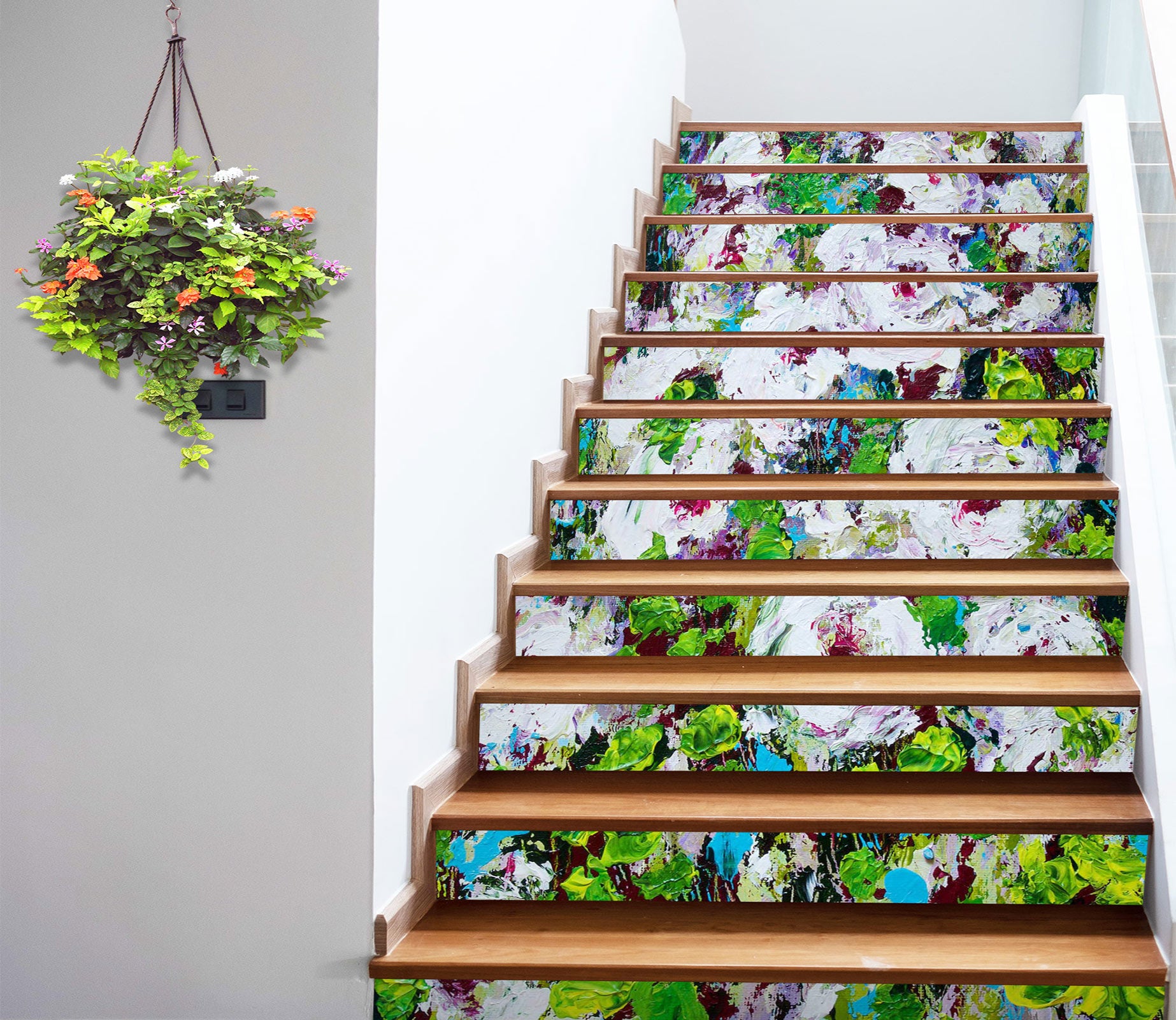 3D White Flower Garden 9074 Allan P. Friedlander Stair Risers