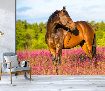 3D Horse Flower 178 Wall Murals