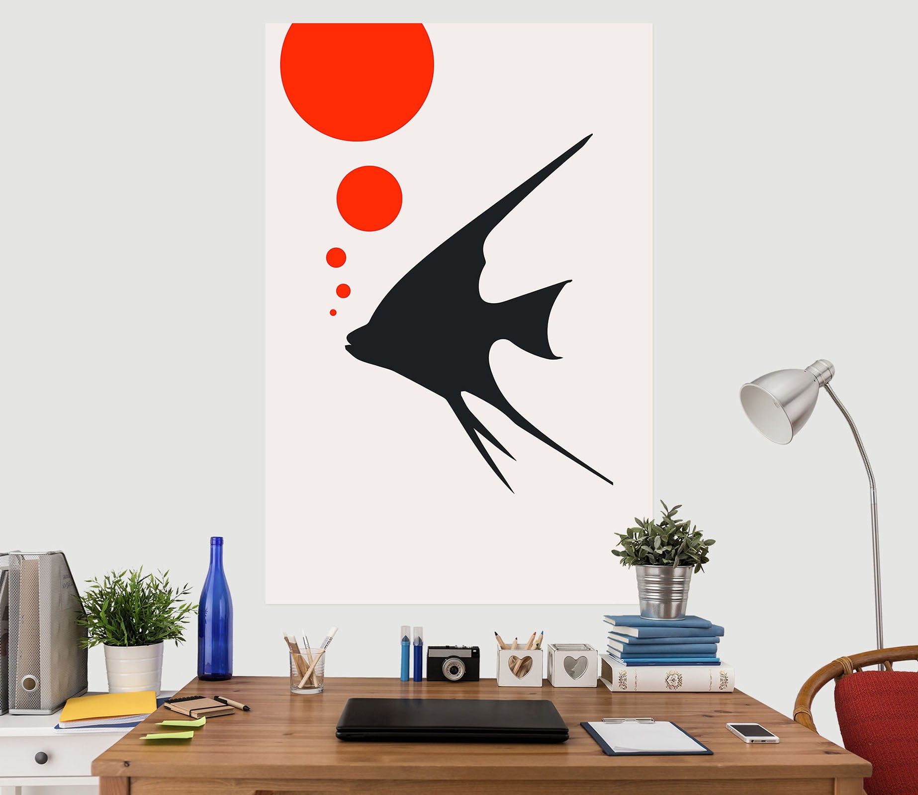 3D Black Fish 115 Boris Draschoff Wall Sticker