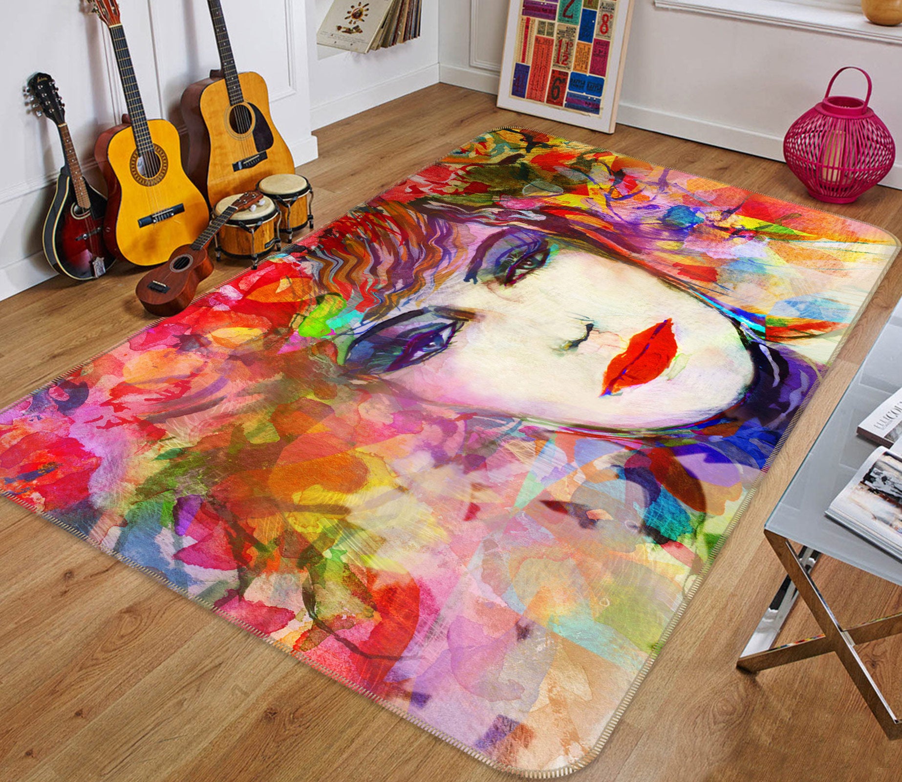 3D Red Lips Model 1007 Non Slip Rug Mat