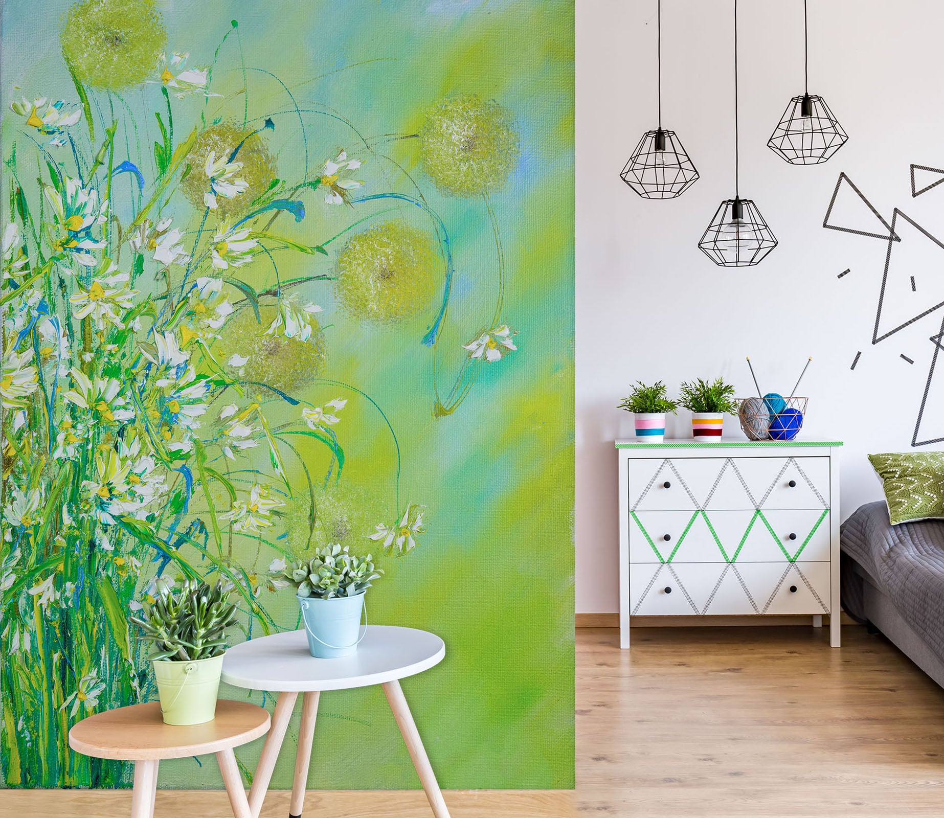 3D Green Flower Ball 264 Skromova Marina Wall Mural Wall Murals