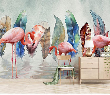 3D Flamingo 321 Wall Murals Wallpaper AJ Wallpaper 2 