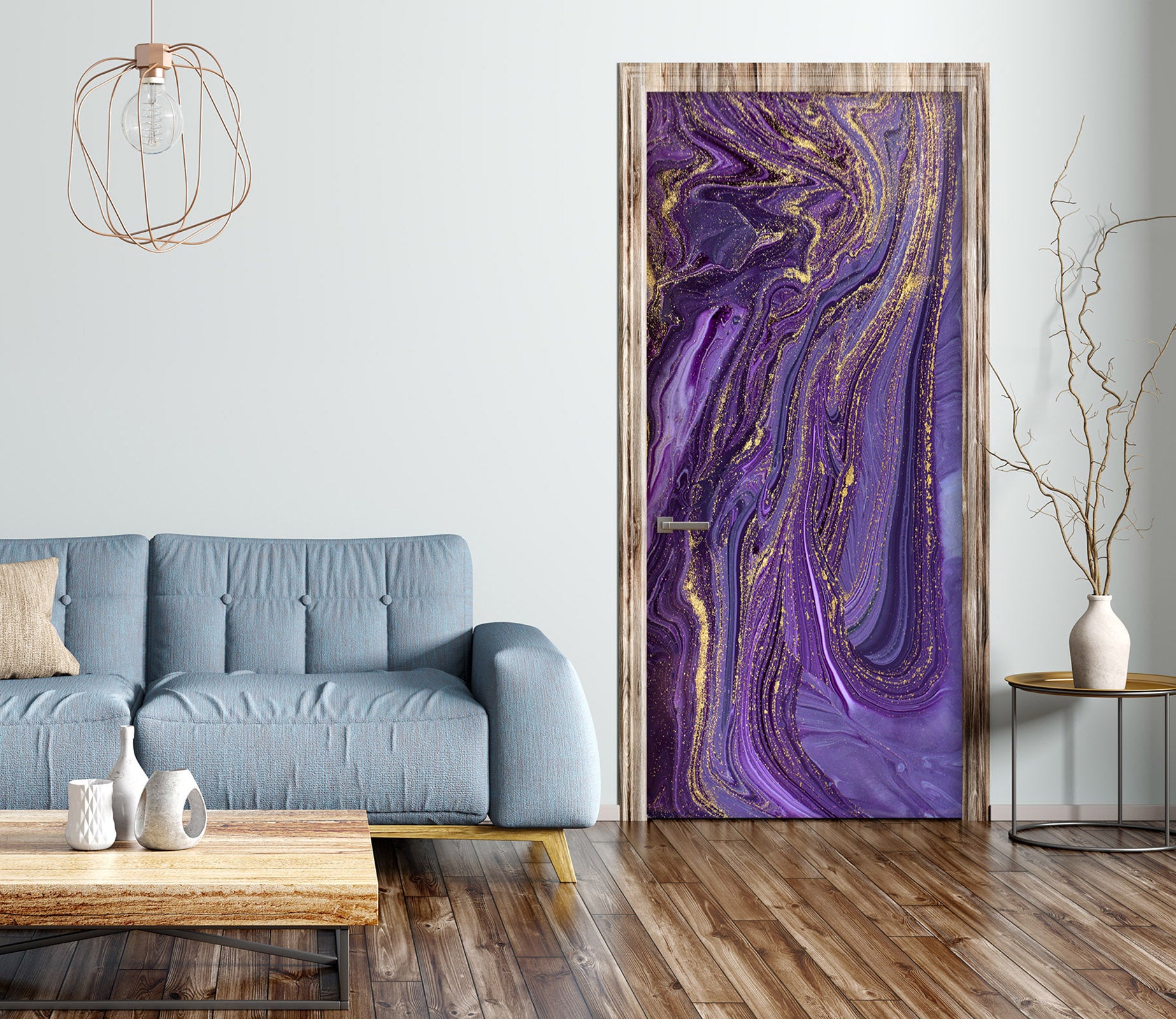 3D Purple Lines 25160 Door Mural