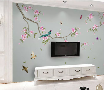 3D Bird Butterfly WC768 Wall Murals