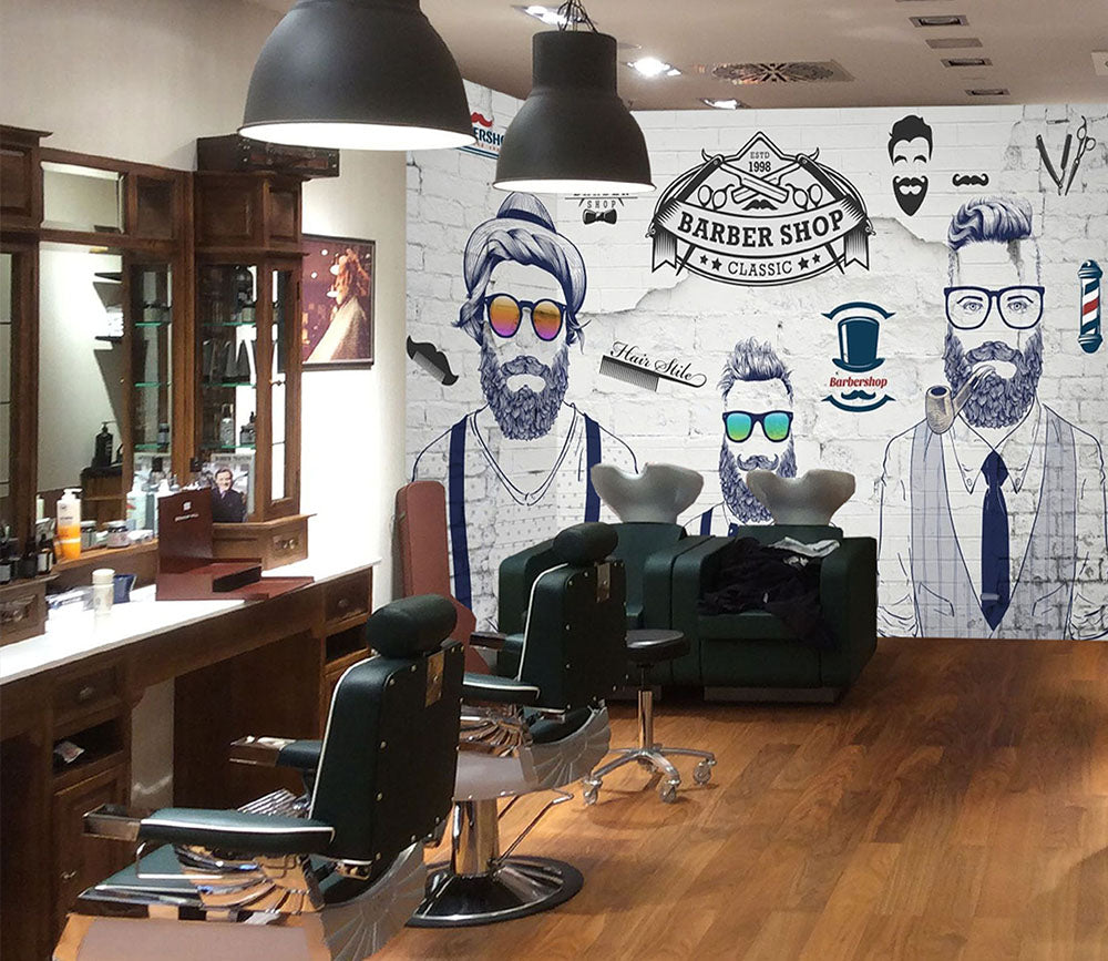 3D Man Cut Hair 1455 Barber Shop Wall Murals