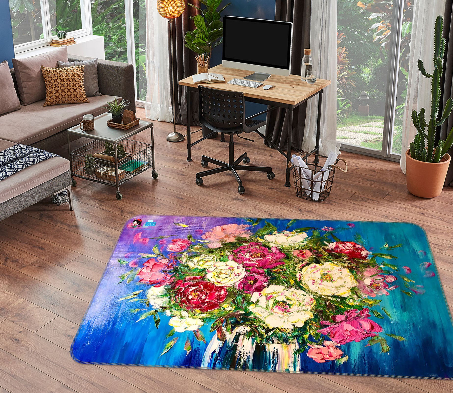 3D Colorful Flower Vase 1228 Skromova Marina Rug Non Slip Rug Mat