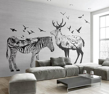 3D Zebra Antelope 357 Wall Murals Wallpaper AJ Wallpaper 2 