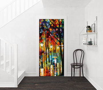 3D Color Forest Street Lamp 24018 Door Mural