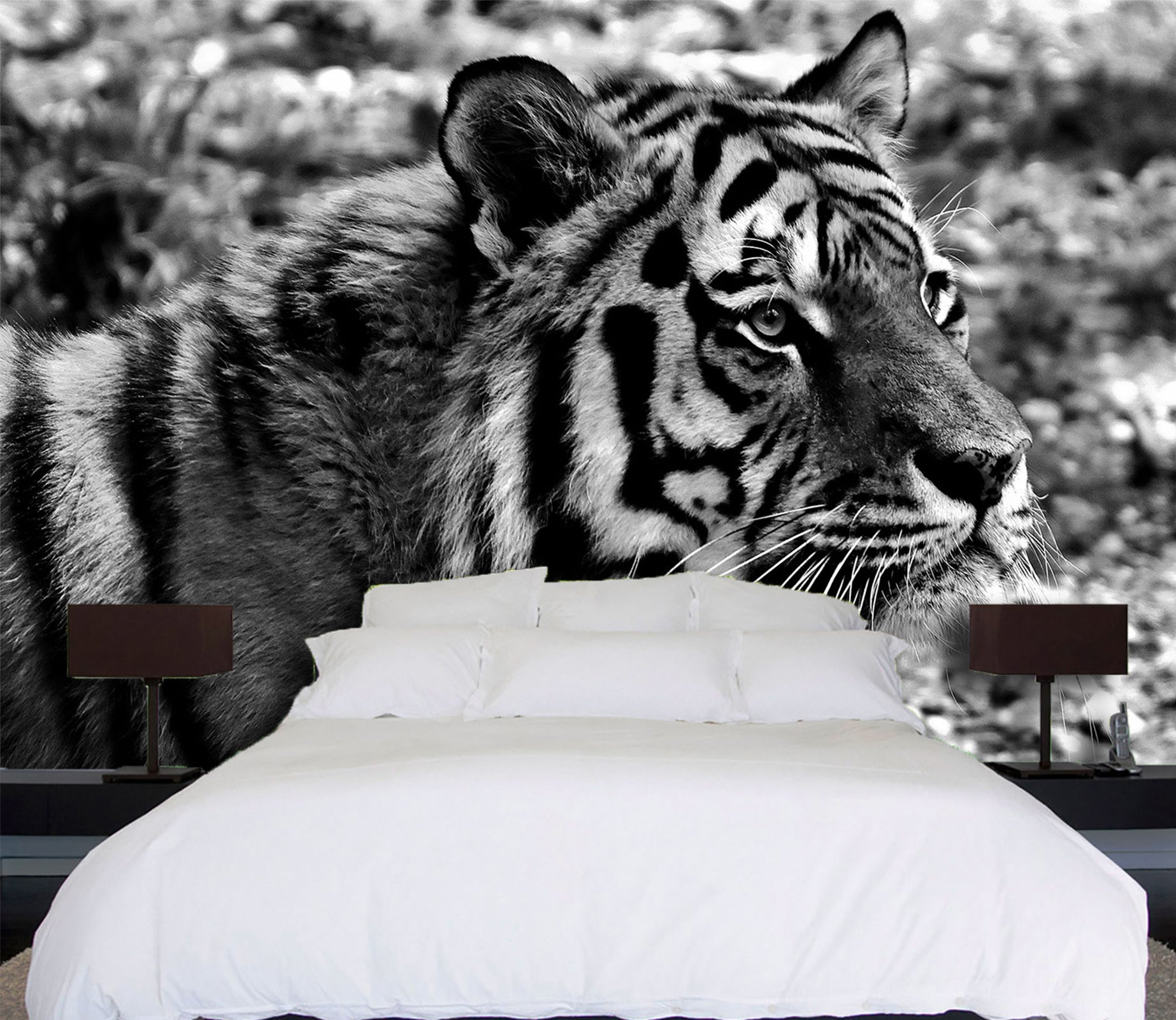 3D Black Tiger 351 Wall Murals