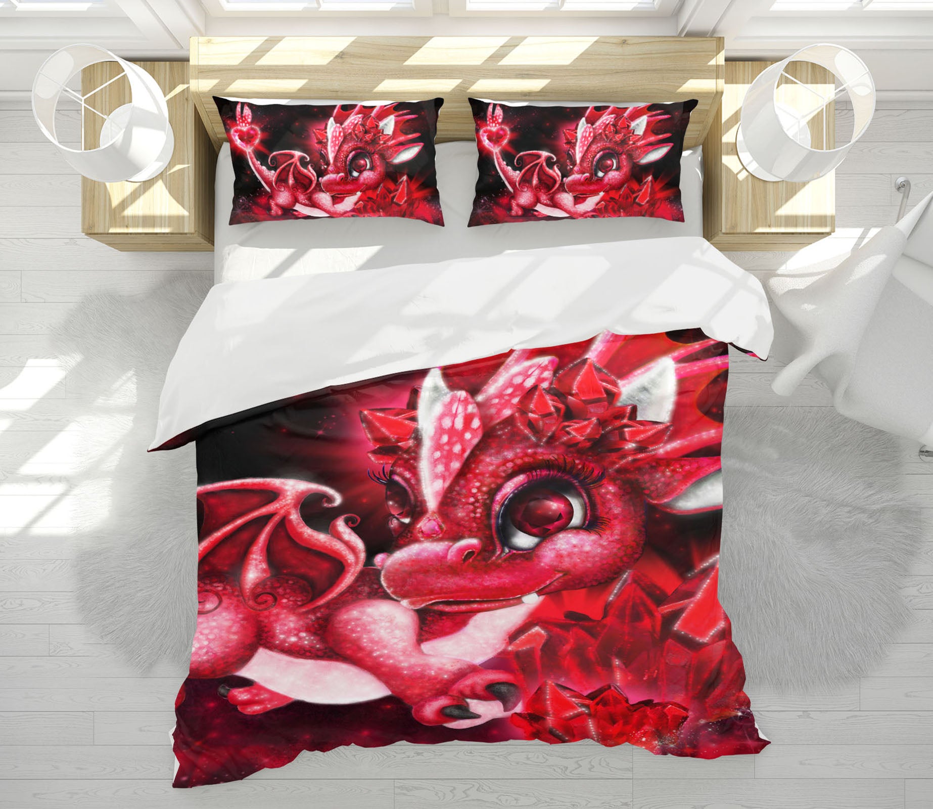 3D Red Love Dragon 8559 Sheena Pike Bedding Bed Pillowcases Quilt Cover Duvet Cover