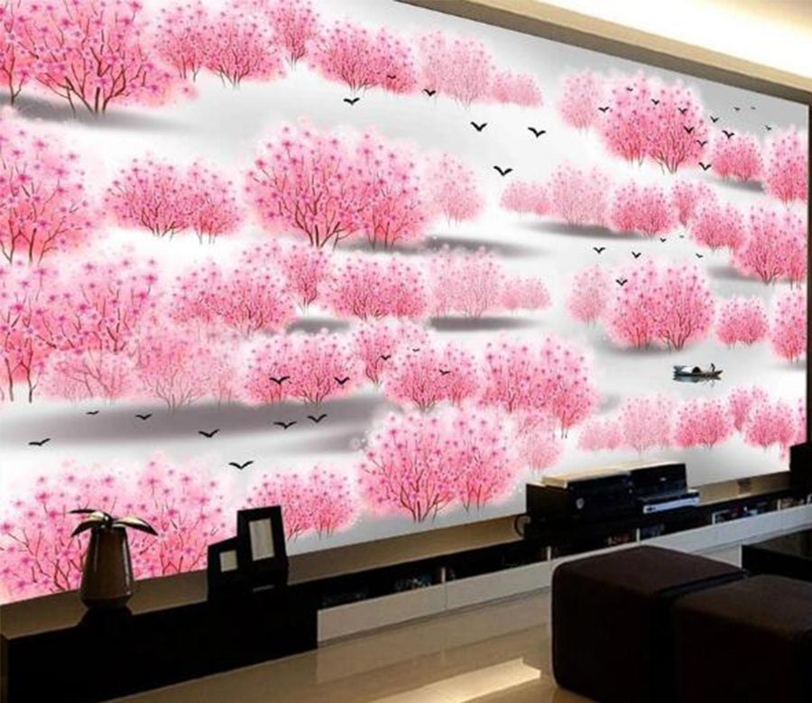 3D Pink Forest WC425 Wall Murals