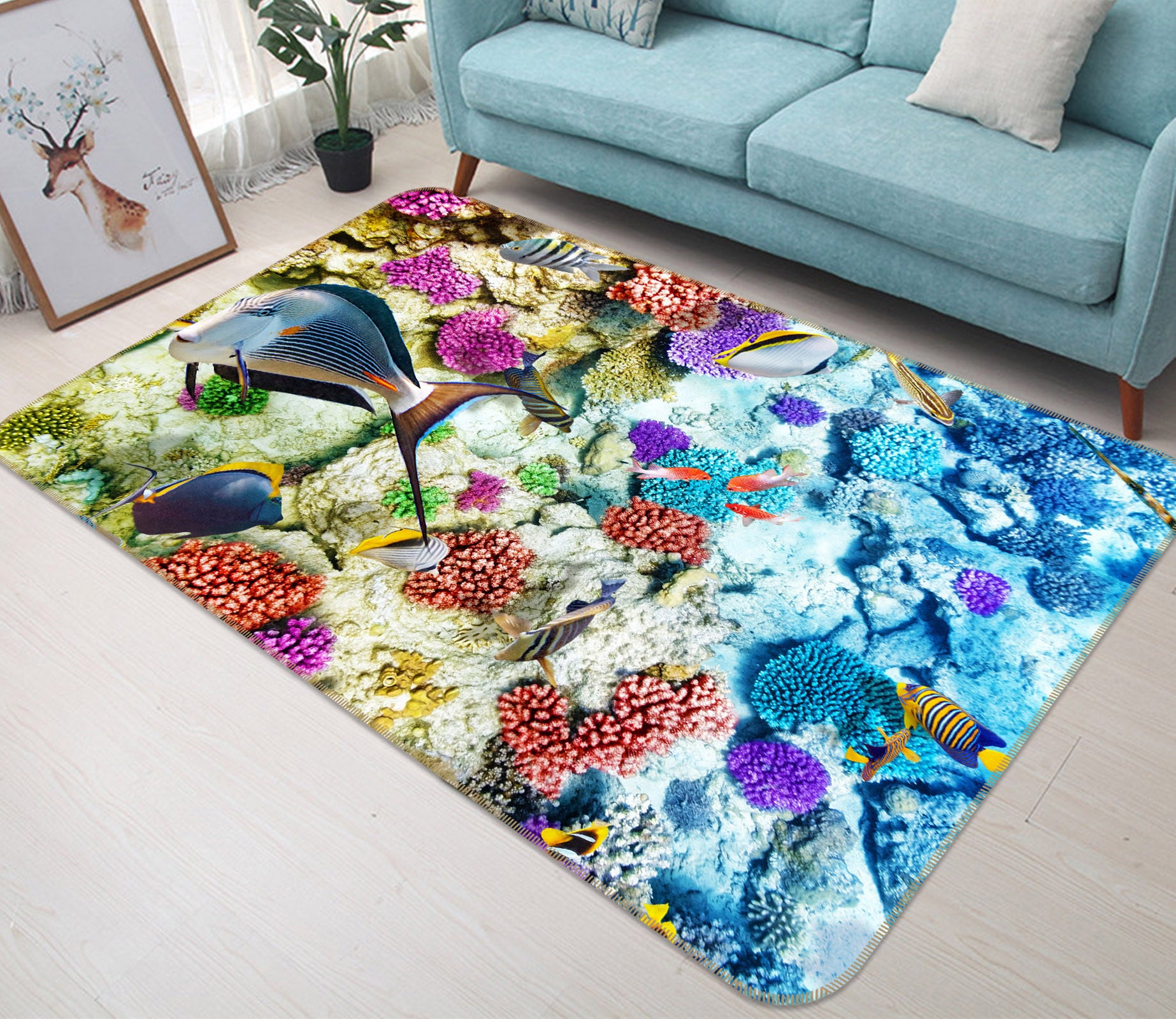 3D Seabed Coral Fish 68139 Animal Non Slip Rug Mat