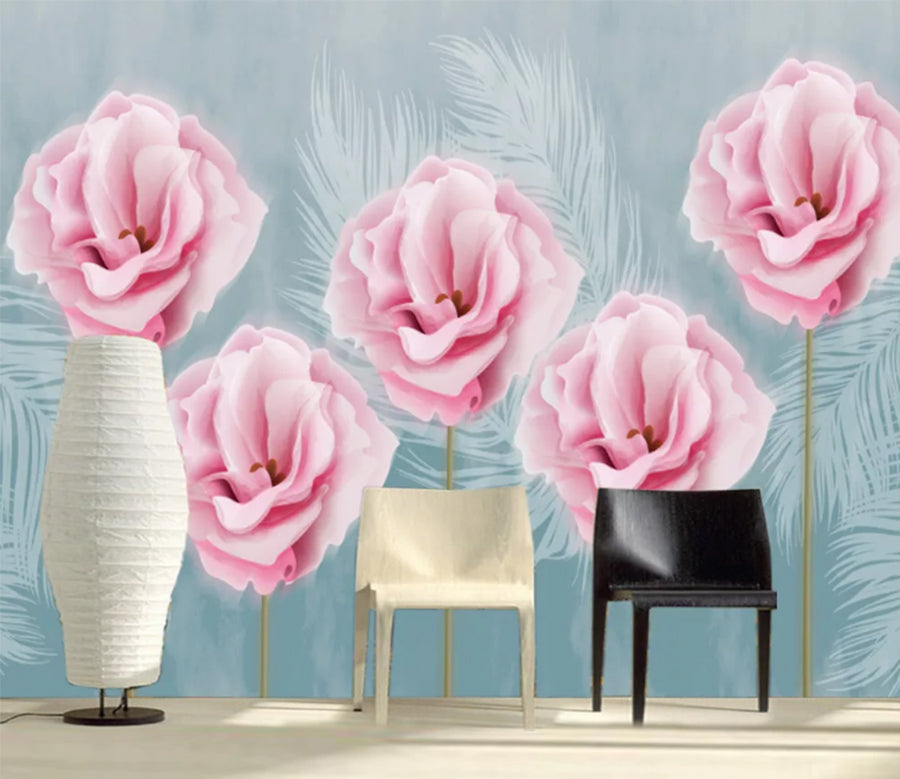 3D Pink Rose WC1493 Wall Murals