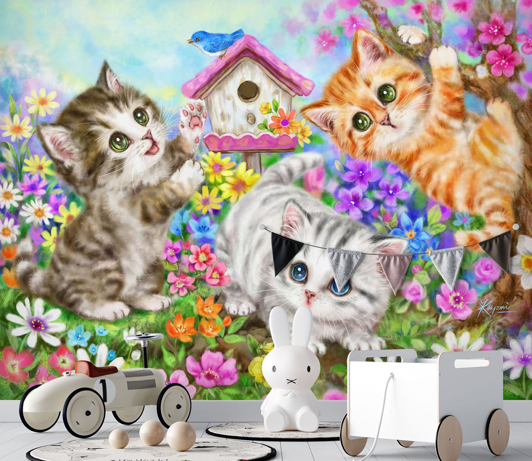 3D Garden Cat 5411 Kayomi Harai Wall Mural Wall Murals