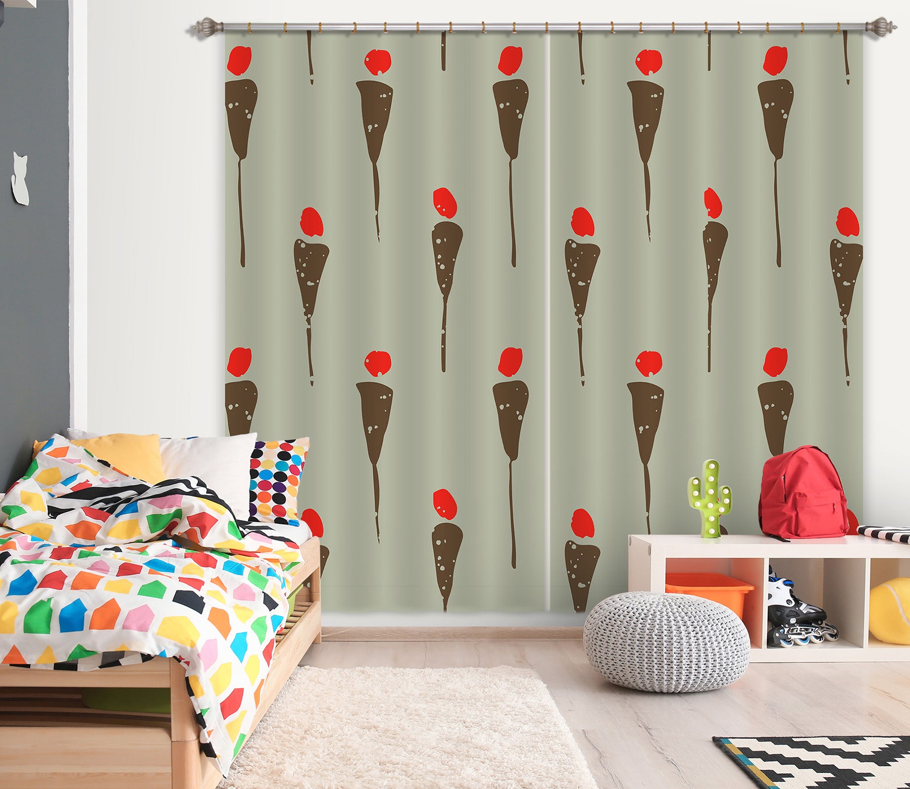 3D Red Dot Pattern 11125 Kashmira Jayaprakash Curtain Curtains Drapes