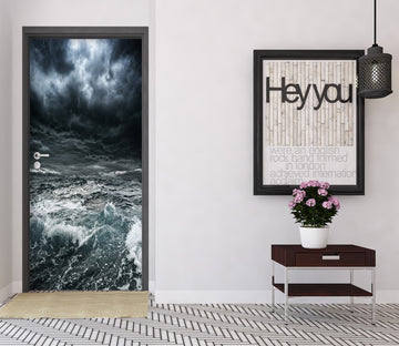 3D Black Cloud Sea 166 Door Mural