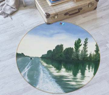 3D River Woods 18162 Marina Zotova Rug Round Non Slip Rug Mat