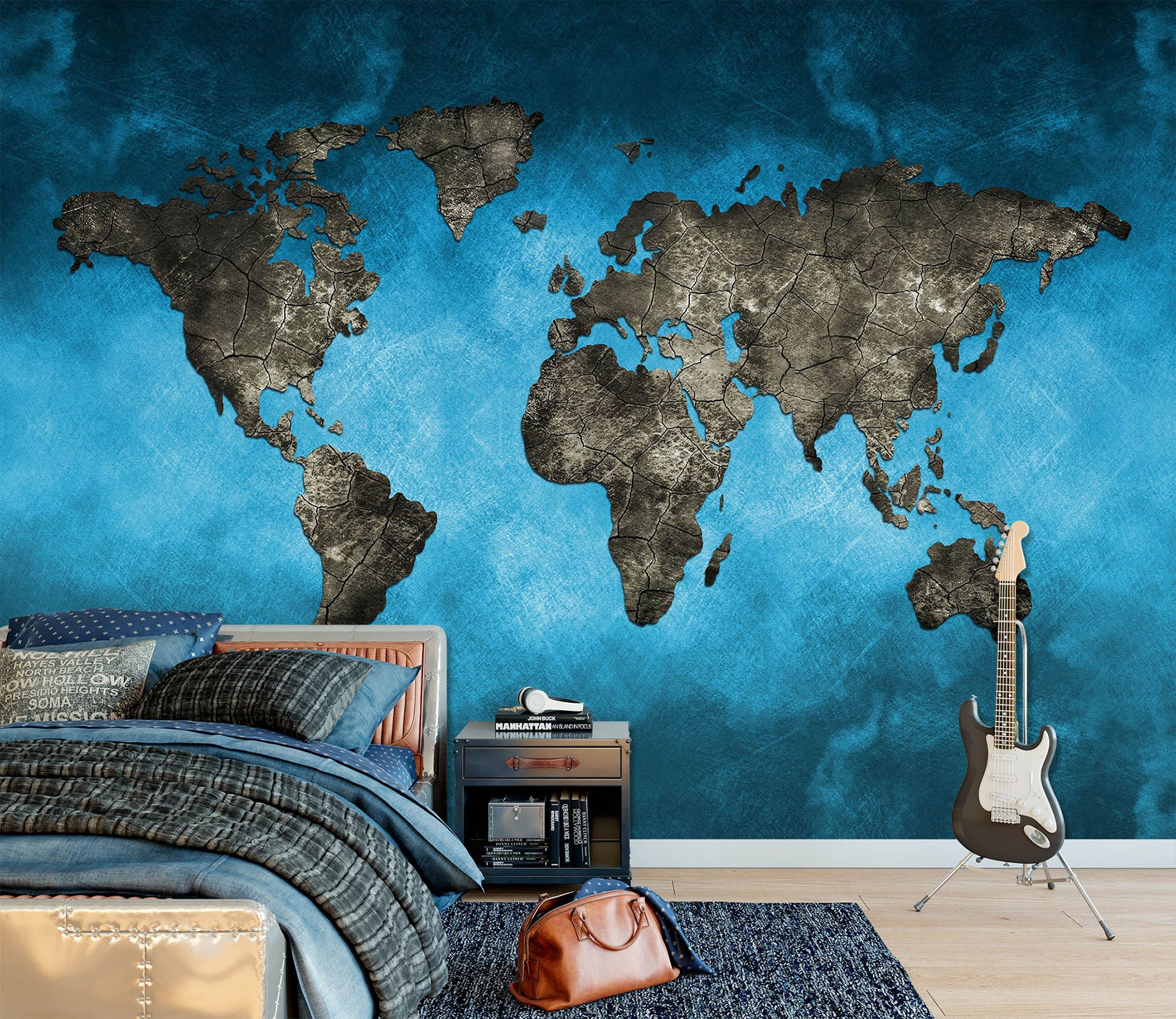 3D Sea Valley 2008 World Map Wall Murals