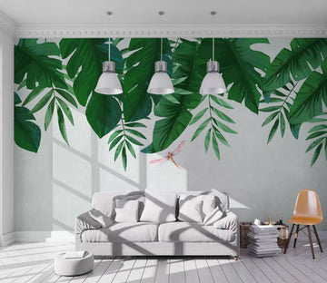 3D Green Leaf Dragonfly WC2622 Wall Murals