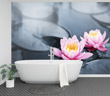 3D Lotus Stone 018 Wall Murals Wallpaper AJ Wallpaper 2 