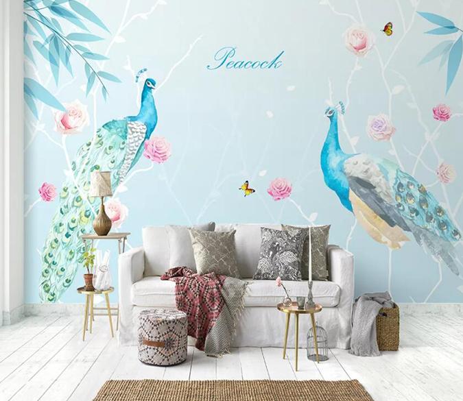 3D Colored Peacock 435 Wall Murals Wallpaper AJ Wallpaper 2 