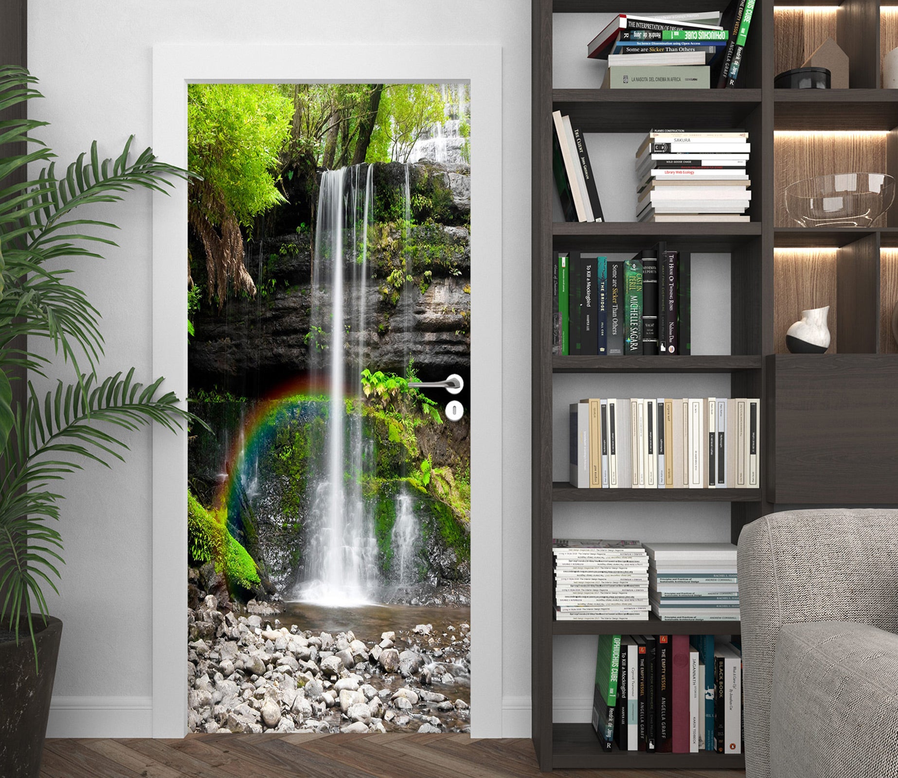 3D Waterfall Stone 23088 Door Mural