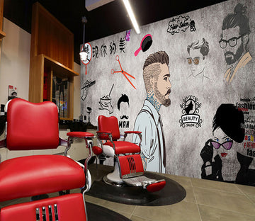 3D Fashion Style 1482 Barber Shop Wall Murals