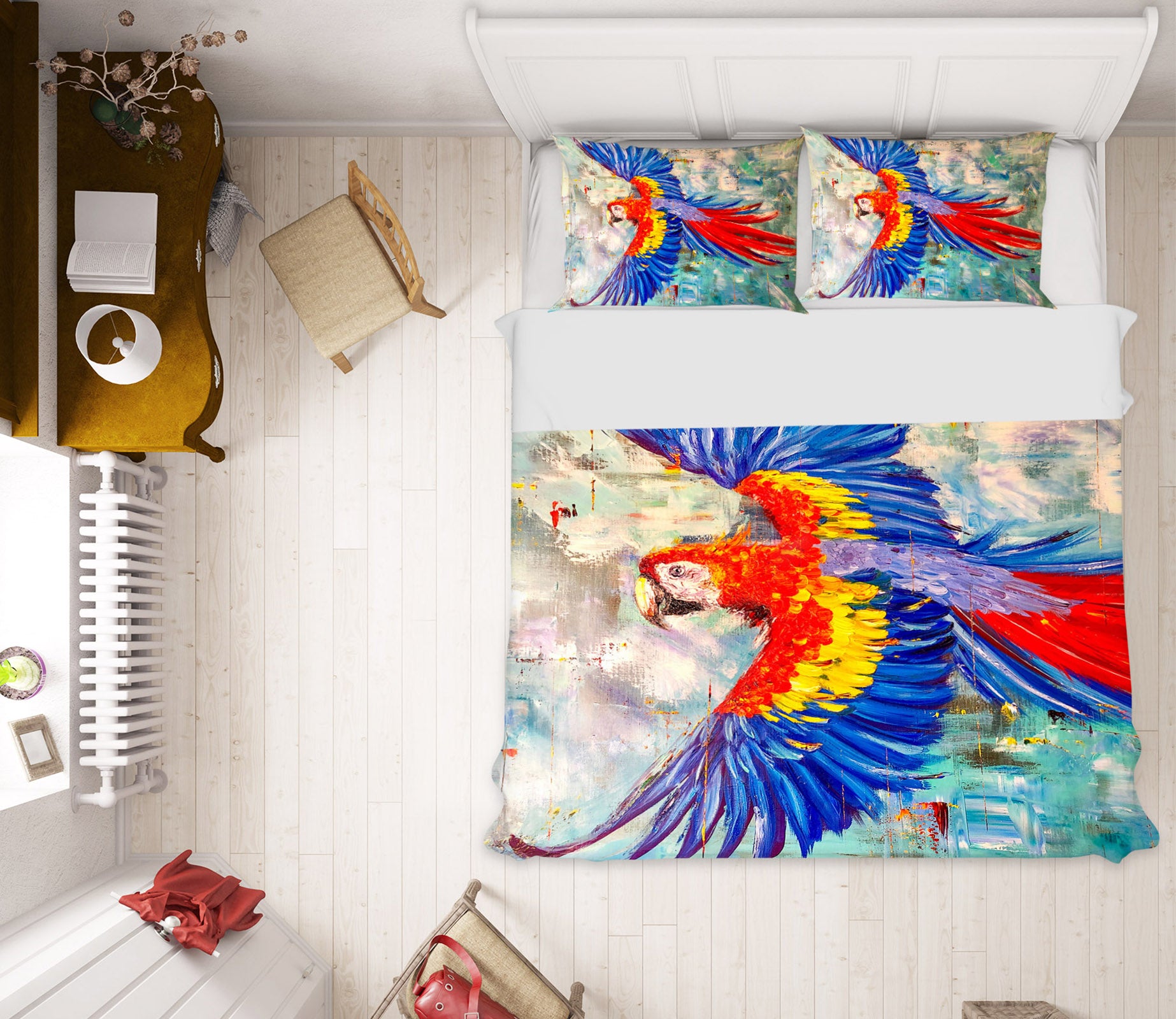 3D Watercolor Parrot 537 Skromova Marina Bedding Bed Pillowcases Quilt