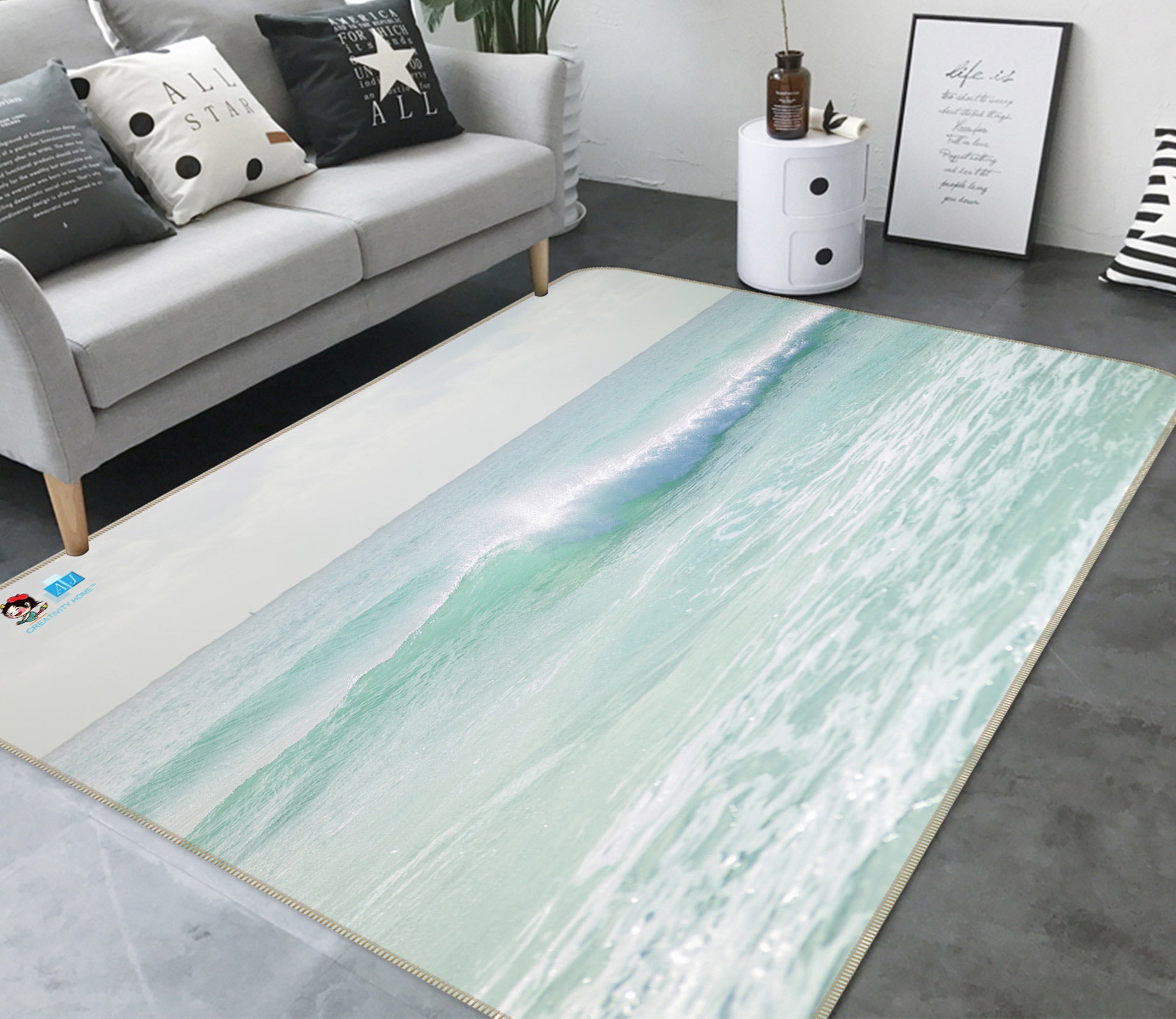 3D Ocean Waves 6835 Assaf Frank Rug Non Slip Rug Mat