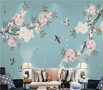 3D Plum Petals WC819 Wall Murals