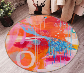 3D Cute Watercolor 1410 Misako Chida Rug Round Non Slip Rug Mat