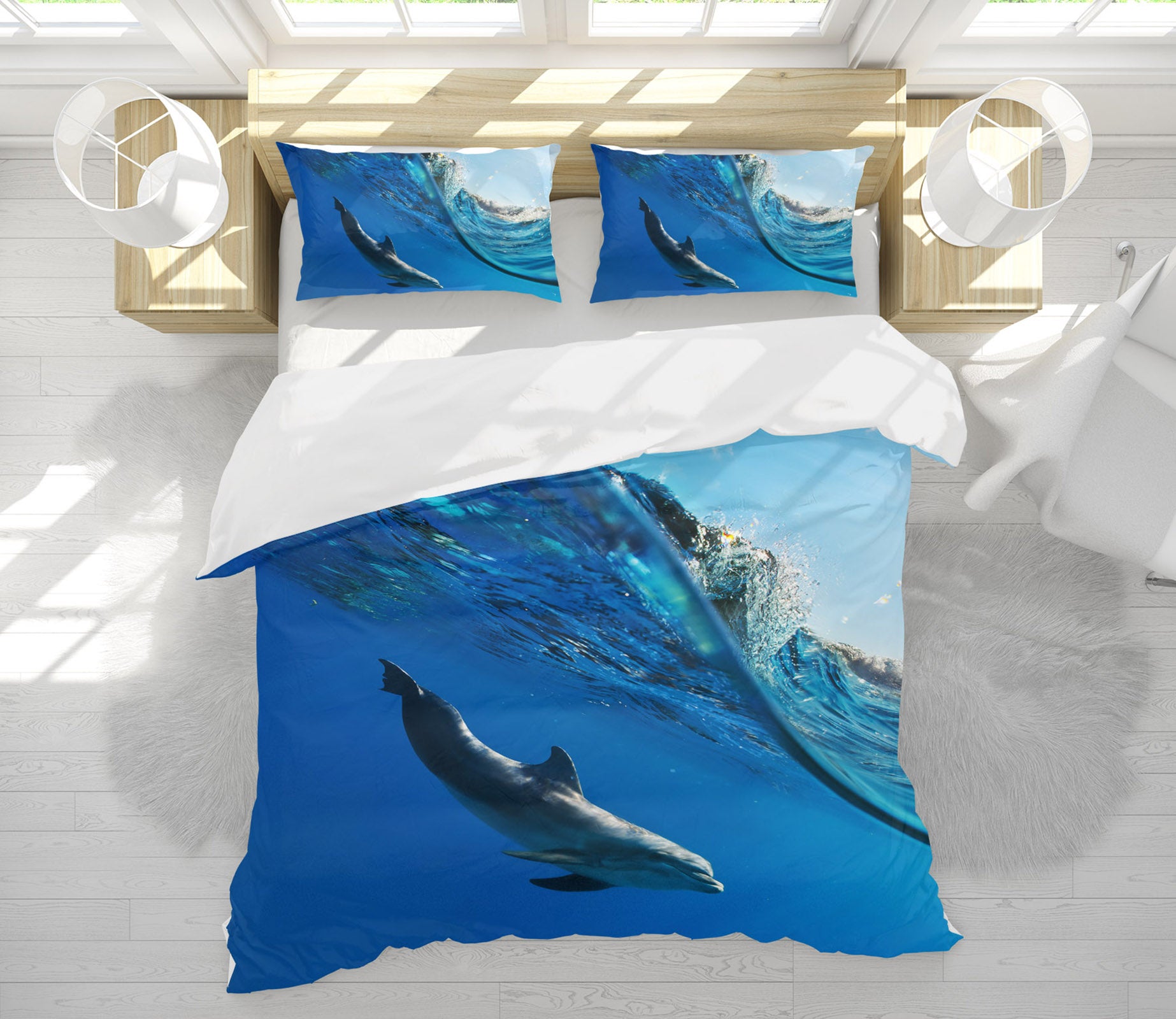 3D Dolphin Sea 19223 Bed Pillowcases Quilt