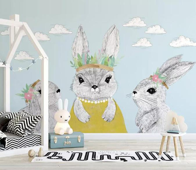 3D Cute Rabbit 478 Wall Murals Wallpaper AJ Wallpaper 2 