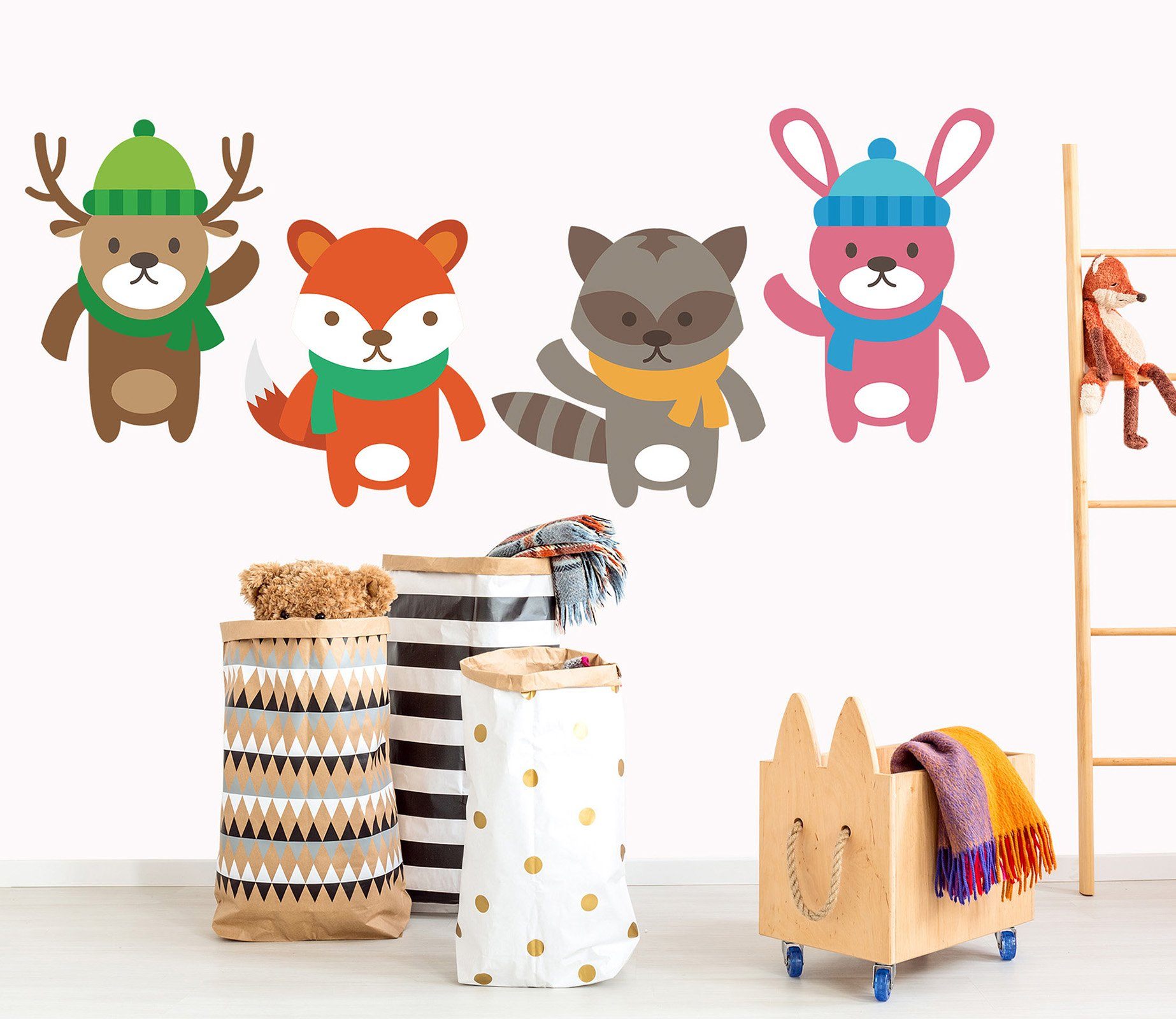 3D Cartoon Fox 04 Wall Stickers Wallpaper AJ Wallpaper 