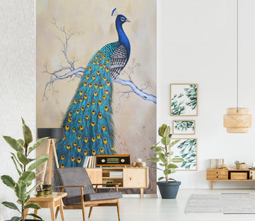 3D Blue Peacock 1841 Wall Murals