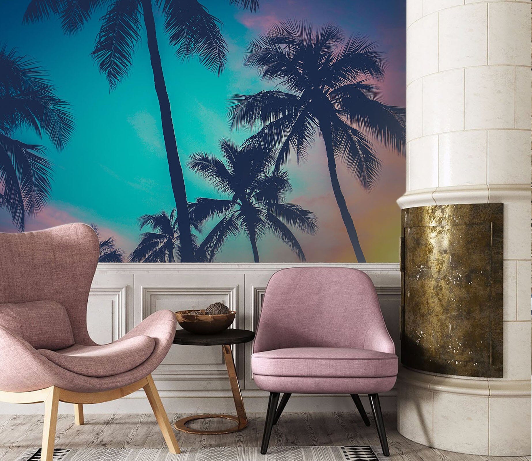 3D Dusk Coconut Tree 19 Wall Murals Wallpaper AJ Wallpaper 2 