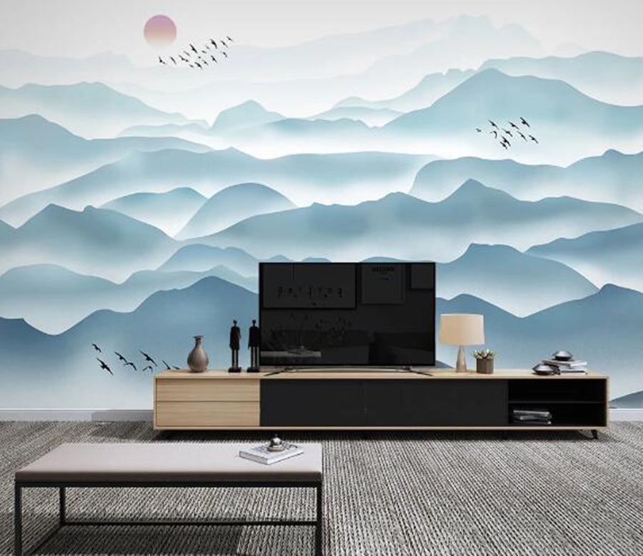 3D Blue Mountain WC1619 Wall Murals