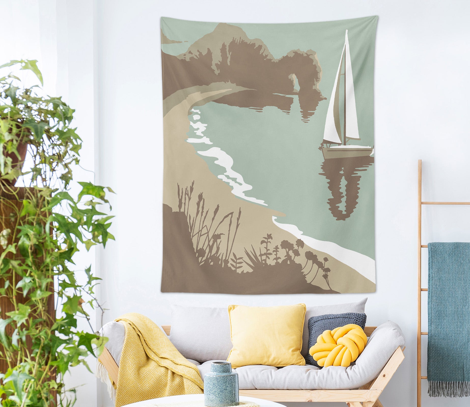 3D Sailboat Sea 5337 Steve Read Tapestry Hanging Cloth Hang