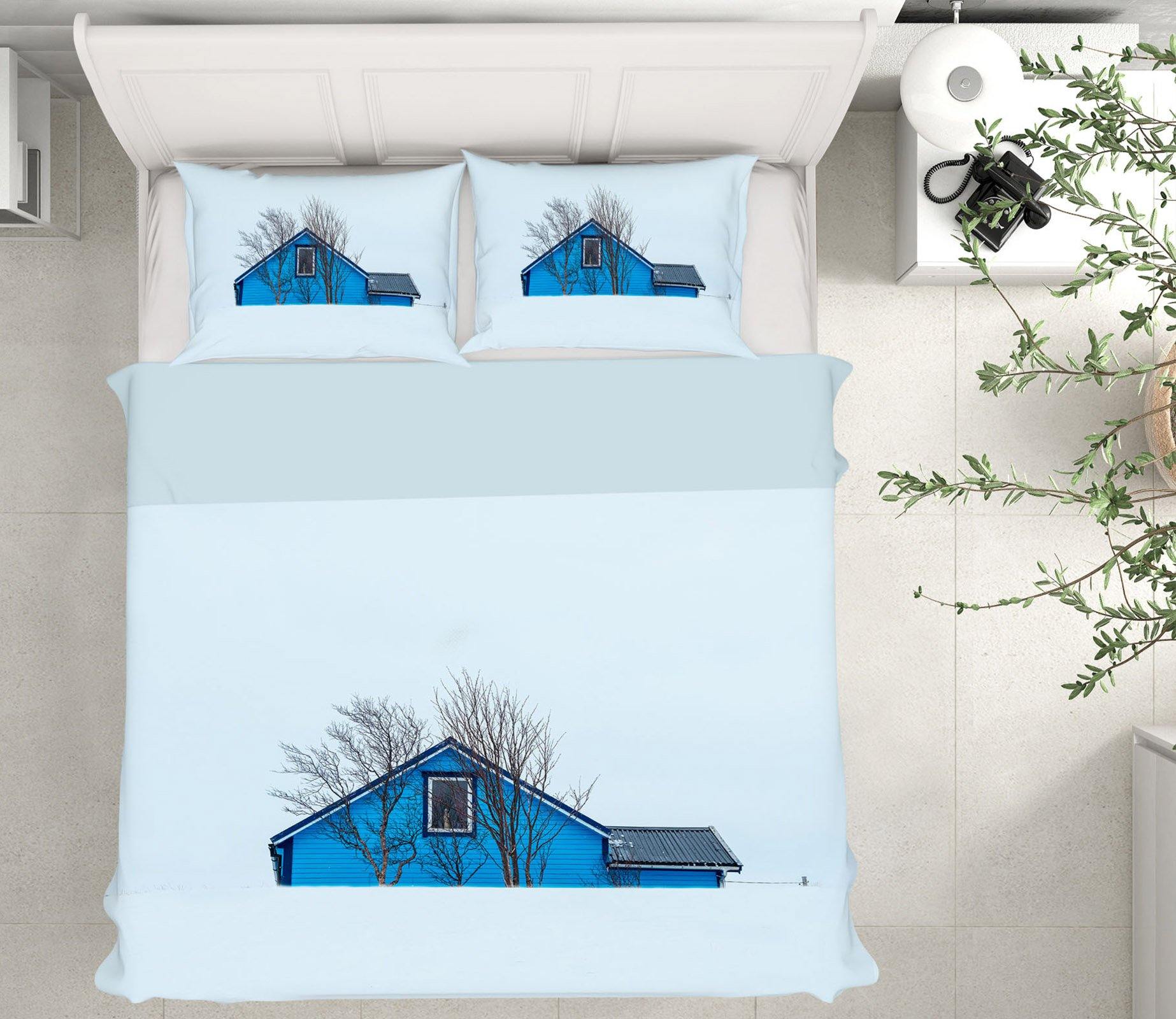 3D Blue House 2155 Marco Carmassi Bedding Bed Pillowcases Quilt Quiet Covers AJ Creativity Home 