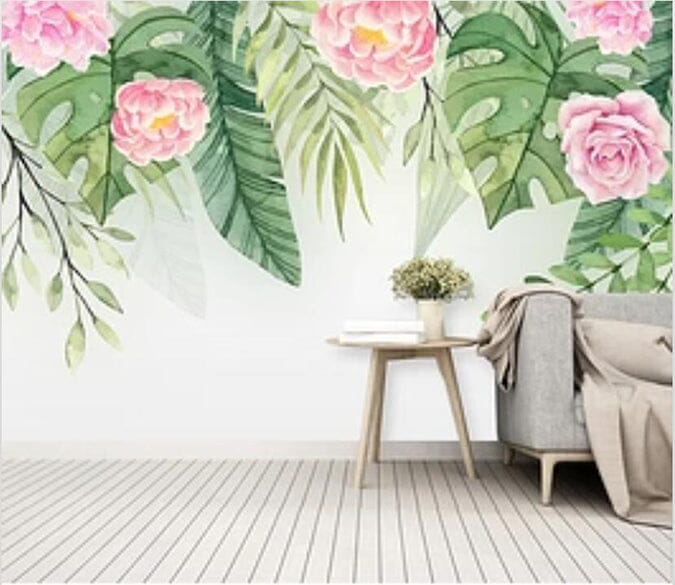 3D Green Leaf Flower 1967 Wall Murals Wallpaper AJ Wallpaper 2 