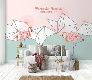 3D Pink Flamingo 727 Wall Murals Wallpaper AJ Wallpaper 2 