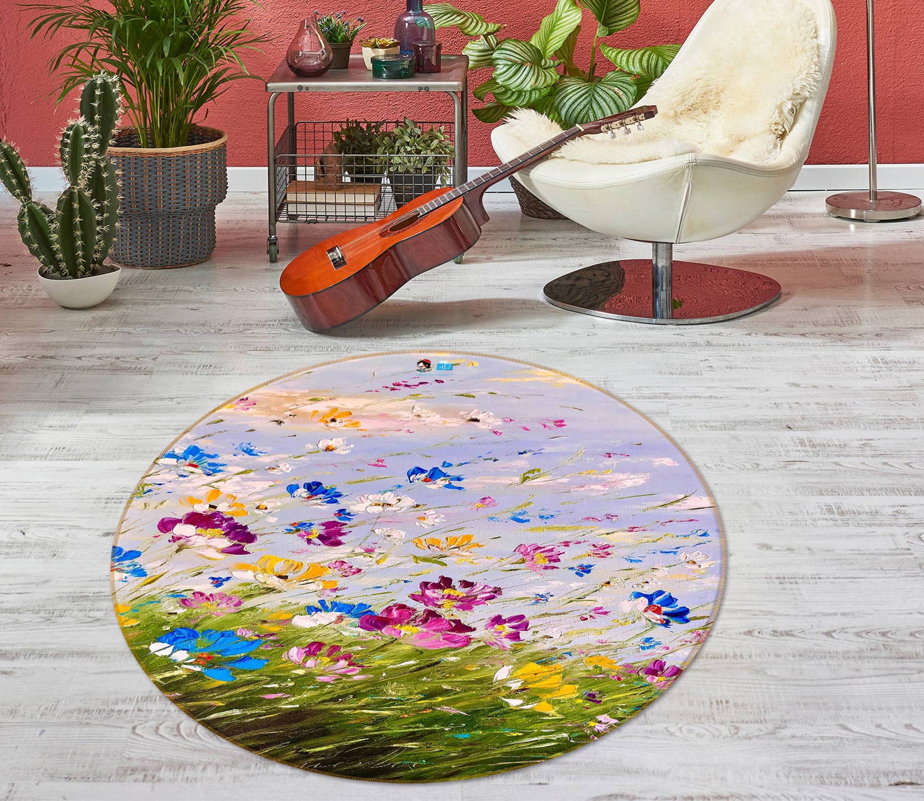 3D Beautiful Petals 788 Skromova Marina Rug Round Non Slip Rug Mat