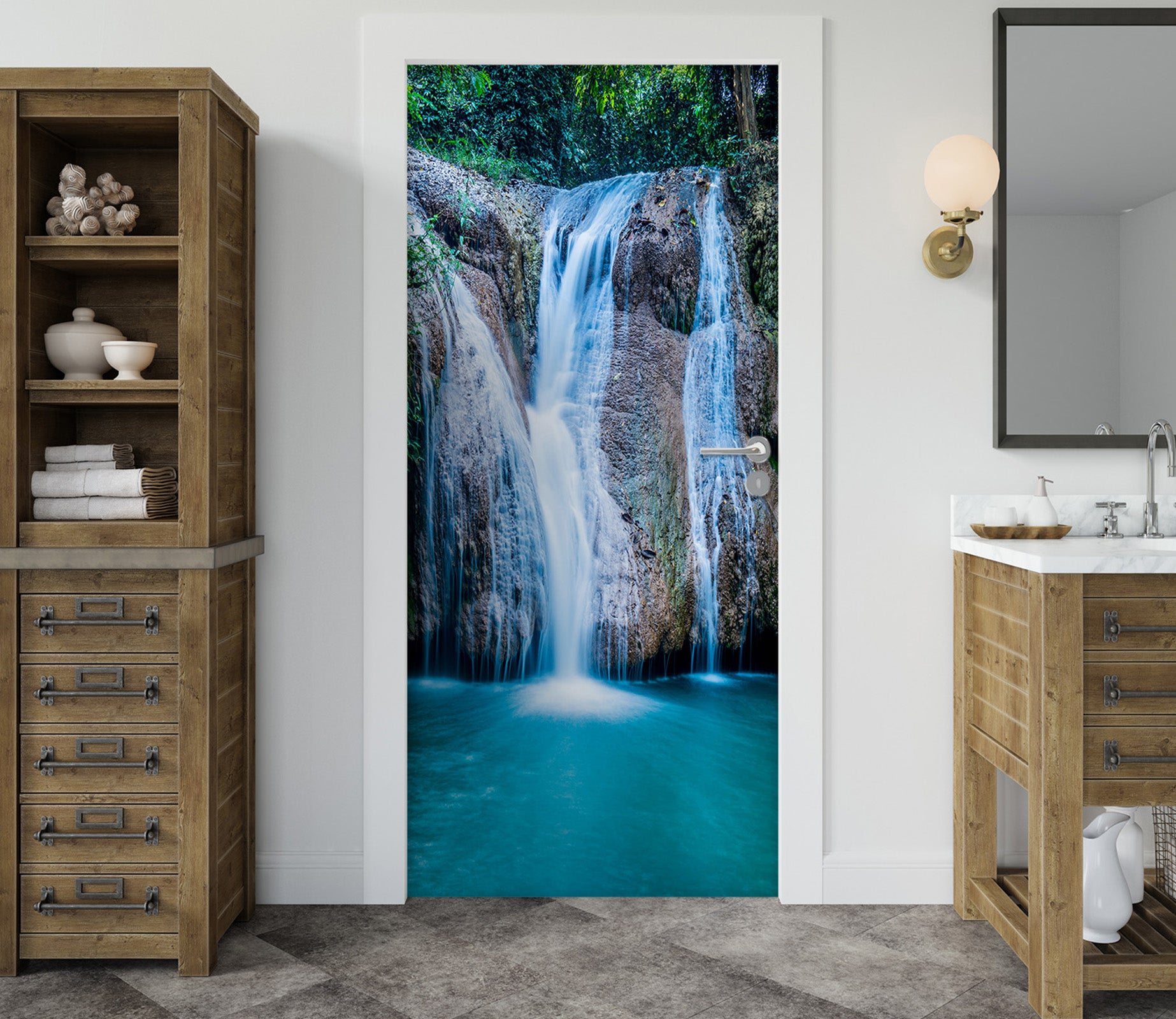 3D Waterfall Lake Water 25077 Door Mural