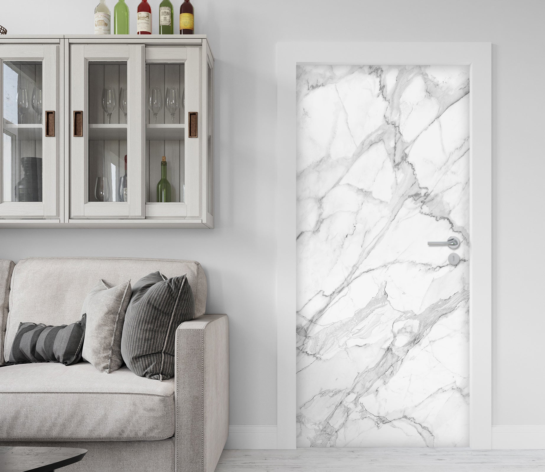 3D White Marble 21182 Door Mural